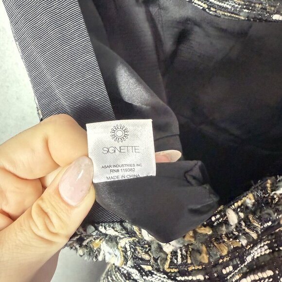 Aysha Women’s Tweed Sleeveless Dressy Mini Dress Metallic Weave Black Multi - Picture 13 of 16